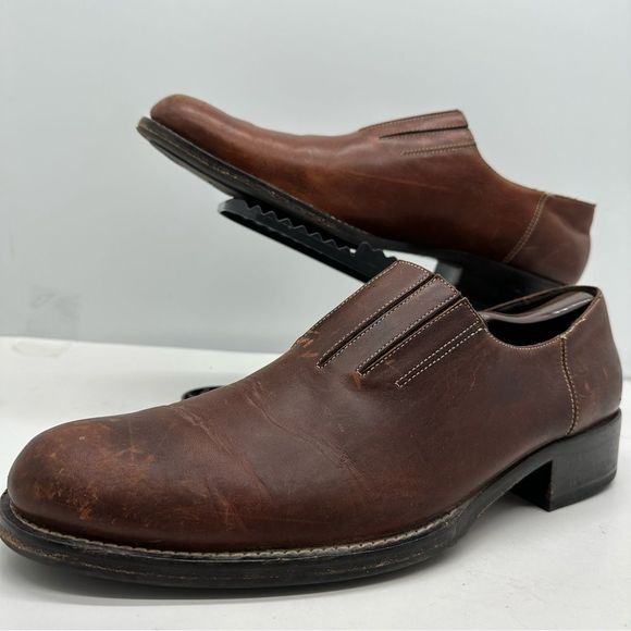 Cole Haan Loafers Mens 13 Cognac Leather Slip On Dress Shoes Casual Heeled - Picture 1 of 11